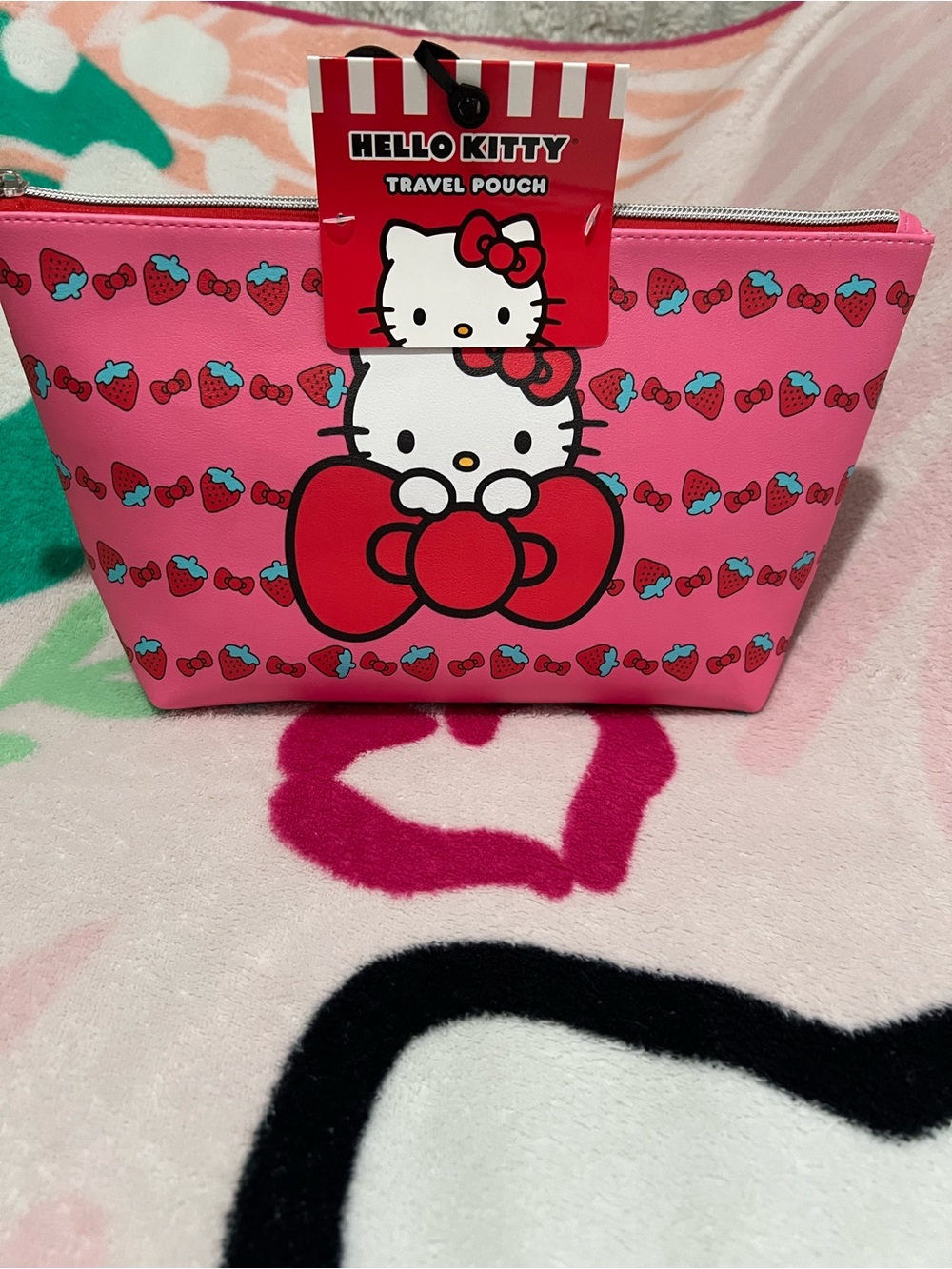 Hello Kitty Pink and Red Strawberry Cosmetic Pouch